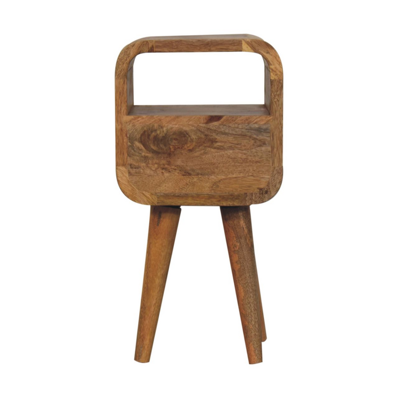 Artisan Furniture Solid Wood Extra Mini Oakish Curve Open Slot Bedside, 1 Drawer, Brown