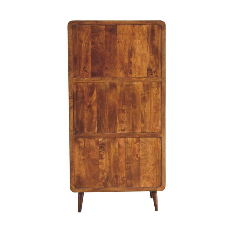 Artisan Furniture Solid Wood Curved Chestnut Wardrobe, Light Brown, 2 Doors and 1 Drawer
