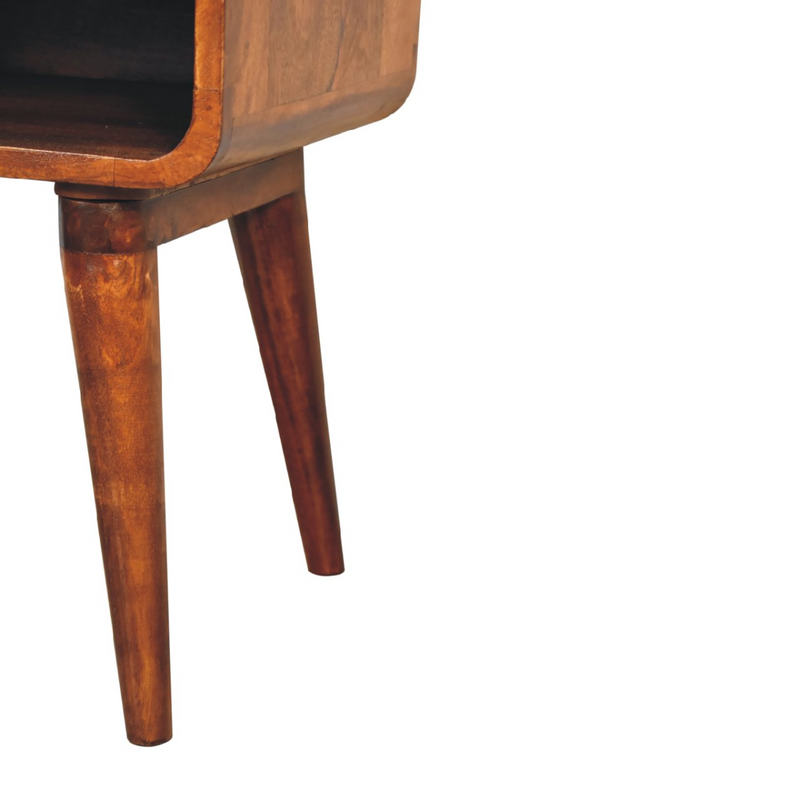 Artisan Furniture Solid Wood Curve Open Slot Chestnut Bedside