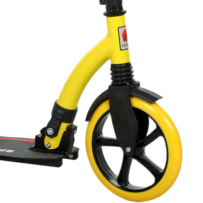 HOMCOM Teens Adult Kick Scooter Foldable Adjust Aluminium For 14 Yellow