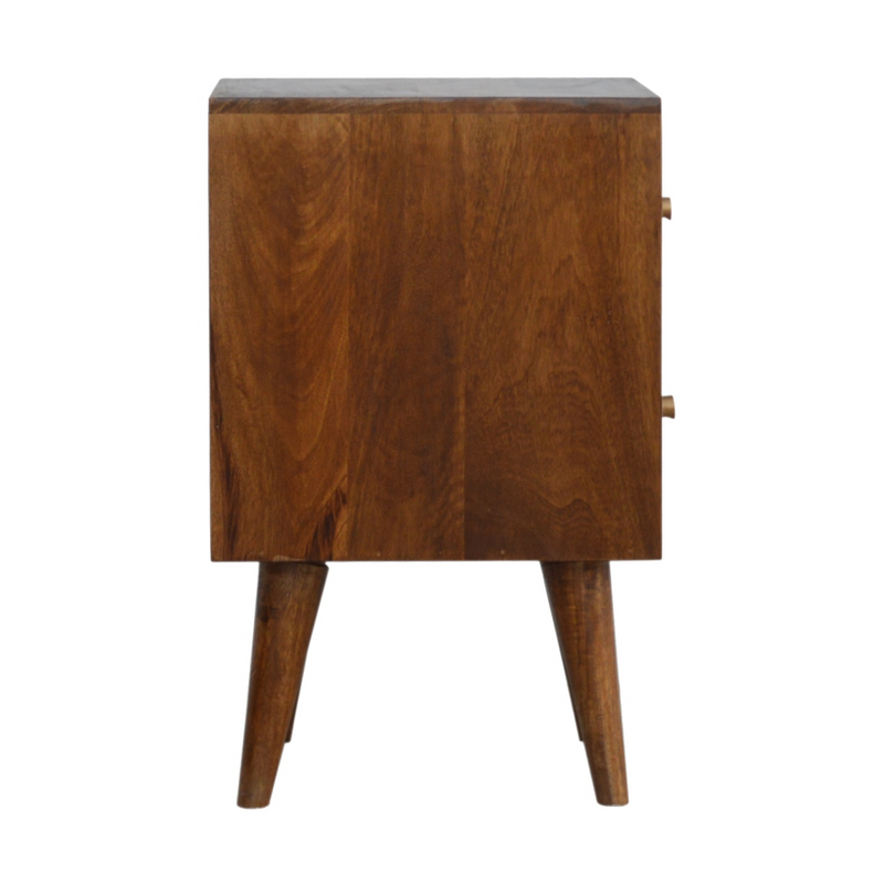 Artisan Furniture Solid Wood Chestnut Cube Carved Bedside