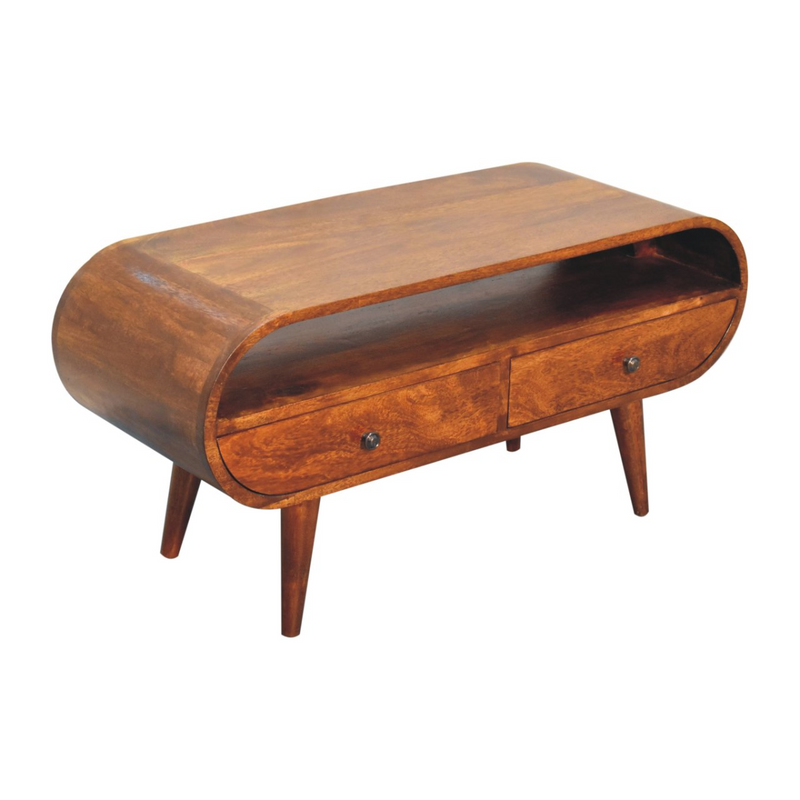Artisan Furniture Solid Wood Chestnut Circular TV Stand