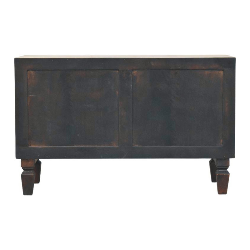 Artisan Furniture Solid Wood Cadiz Carved Shoe Storage Bench, 2 Drawers & 1 Shelf, Dark Brown