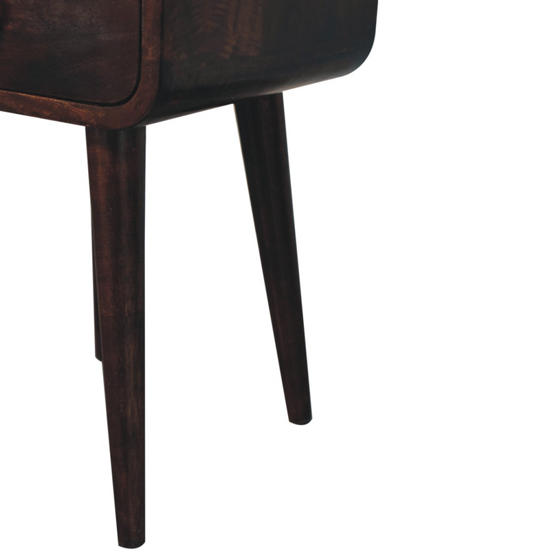 Artisan Furniture Solid Wood Mini California Walnut Curved Bedside with Open Slot