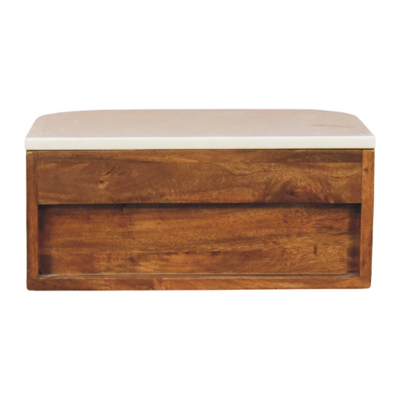 Artisan Furniture Solid Wood Beaumont Wall-Mounted Bedside, 1 Drawer, Brown & White