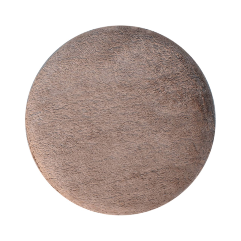 Artisan Furniture Solid Wood Faux Fur Round Footstool, Brown