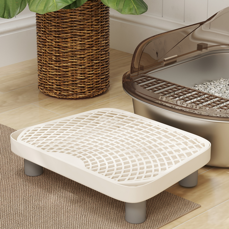 PawHut Stainless Steel Litter Box, Cat Litter Tray w/ Lid, Pedal, Scoop