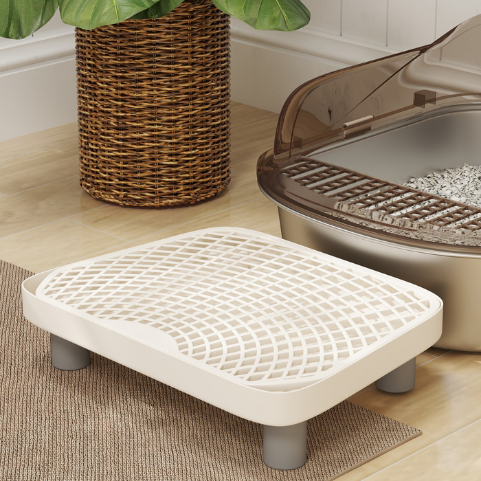 PawHut Stainless Steel Litter Box, Cat Litter Tray w/ Lid, Pedal, Scoop