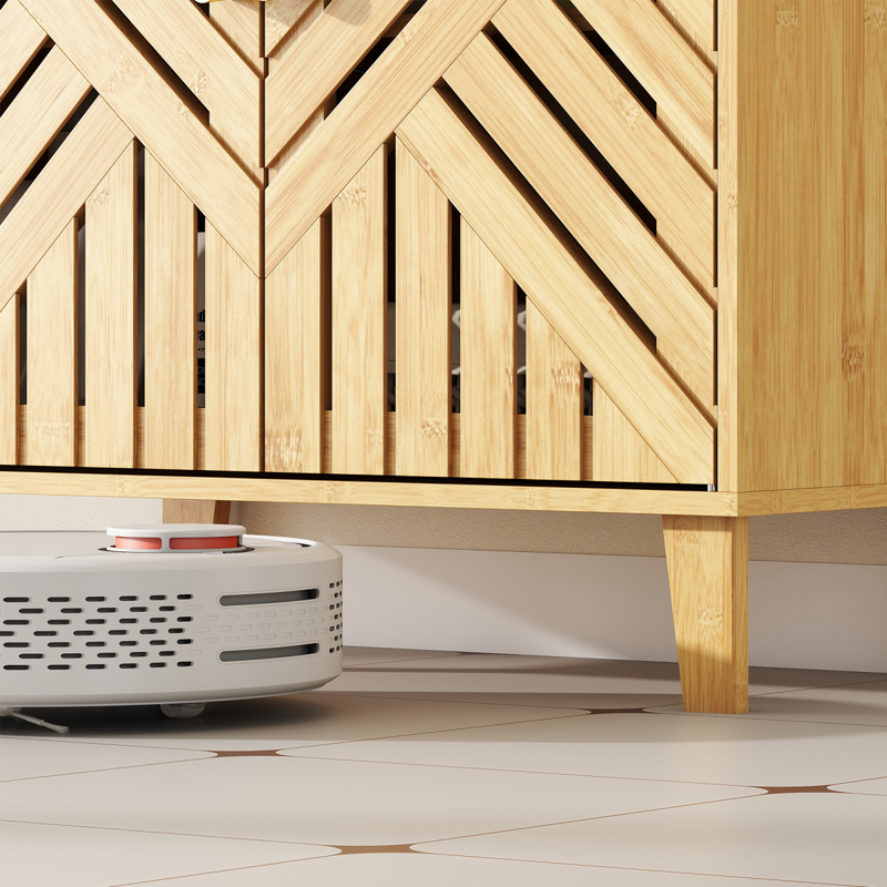 HOMCOM Bamboo Bathroom Under Sink Cabinet with Adjustable Shelf, Natural