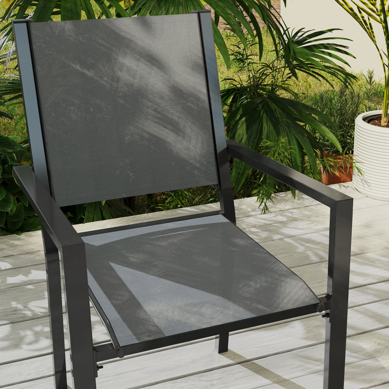 Outsunny 7 Piece Garden Dining Set, Outdoor Furniture w/ 6 Stackable Chairs