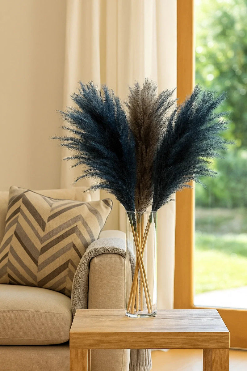 9pc Artificial Pampas Grass 75cm Tall Boho Decoration Set