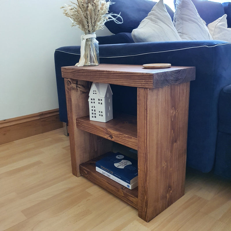 Solid Wood Rustic Coffee Table with Shelf