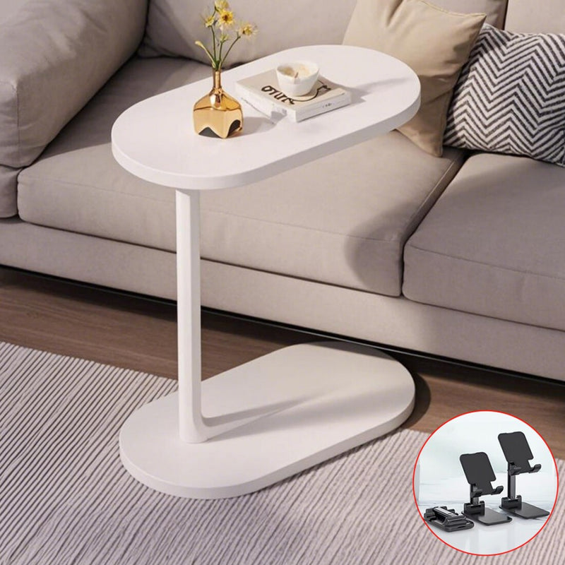 C-Shaped Compact Sofa Side End Table Coffee Laptop Table Living Room Bedroom UK-White