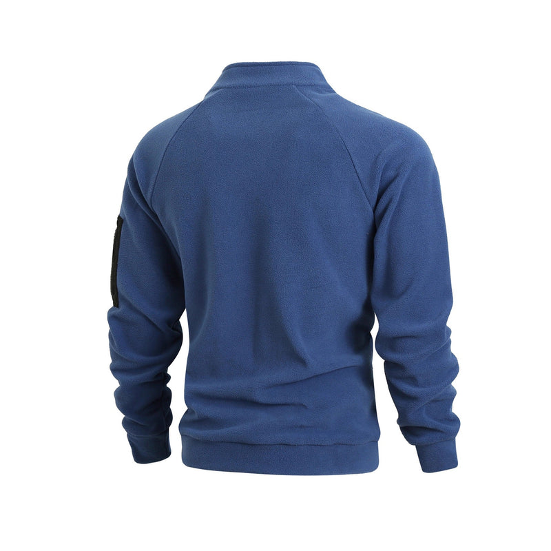 Men's Premium Coral Fleece Pullover Coat - Stand Collar Long Sleeve Winter Jacket