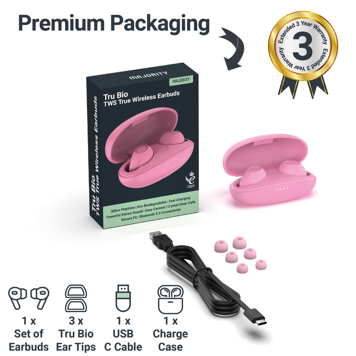 MAJORITY TRU BIO EARBUDS PINK