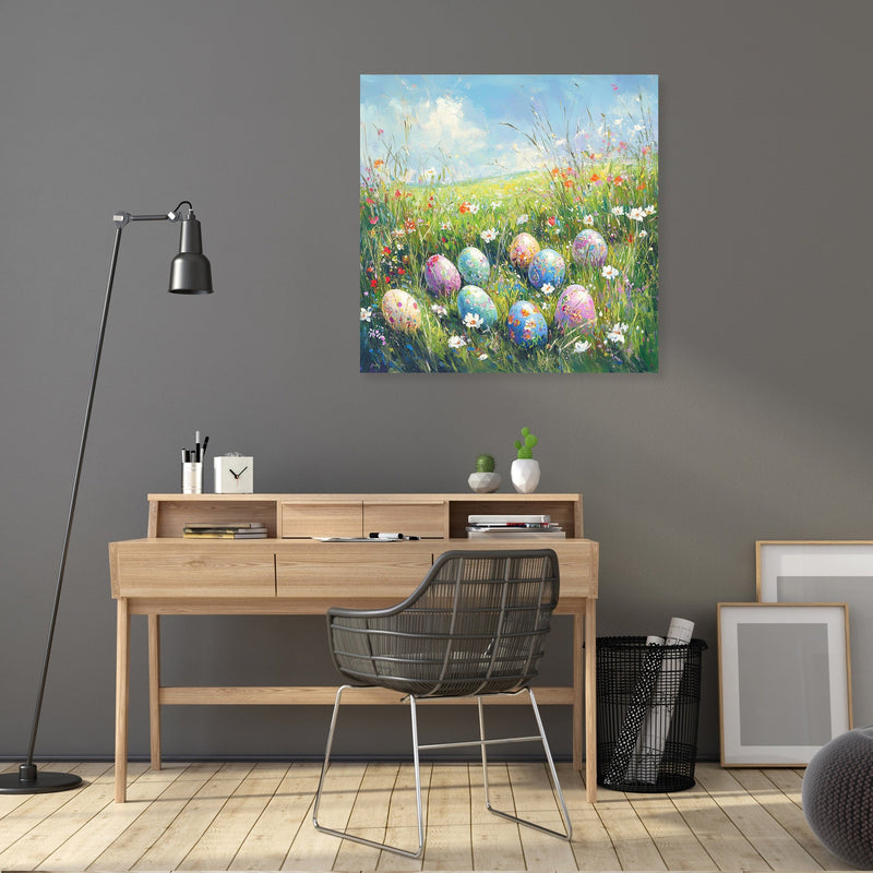 Painted Eggs Meadow Canvas