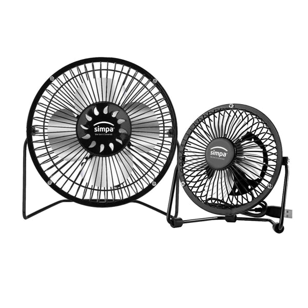 Single Speed Black Portable USB Desk Fans 4inch and 6 inch
