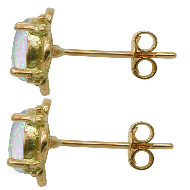 Oval Opal Clover Stud Earrings
