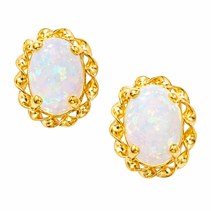 Oval Opal Stud Earrings