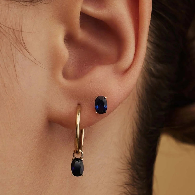 Midnight Oval Studs Earrings