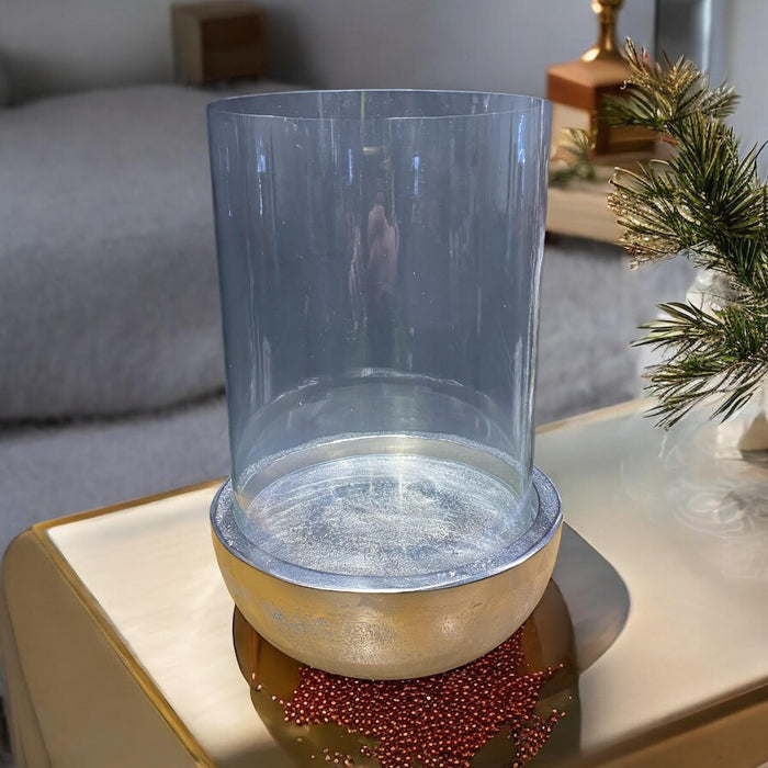 32CM NICKEL PLATED HURRICANE CANDLE HOLDER