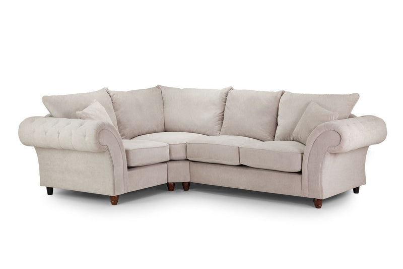Windsor Stone Left Hand Facing Corner Sofa - Button-Tufted Fullback Comfort