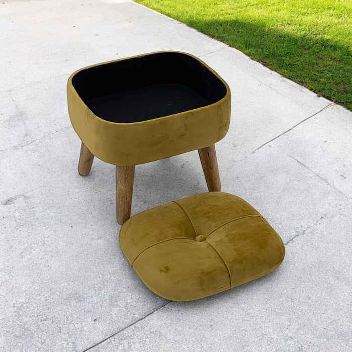 YELLOW WOODEN STOOL