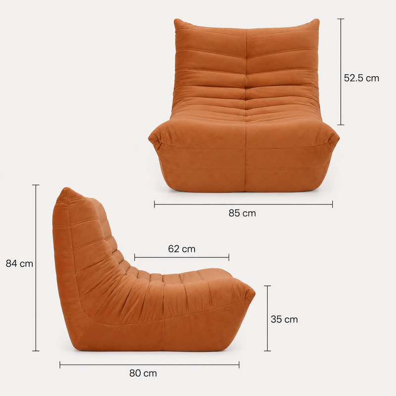 Caramel Brown Togo Inspired Floor Lounge Chair