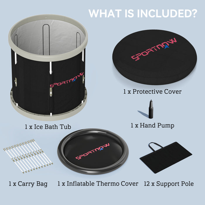 SPORTNOW Ice Bath Tub Outdoor, 210L Portable Cold Water Therapy Tub, Black