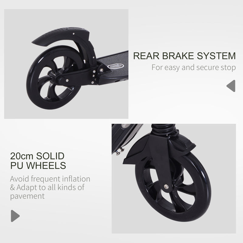 HOMCOM Folding Kick Scooter Hight-Adjustable Urban Scooter w/Rear Brake Black