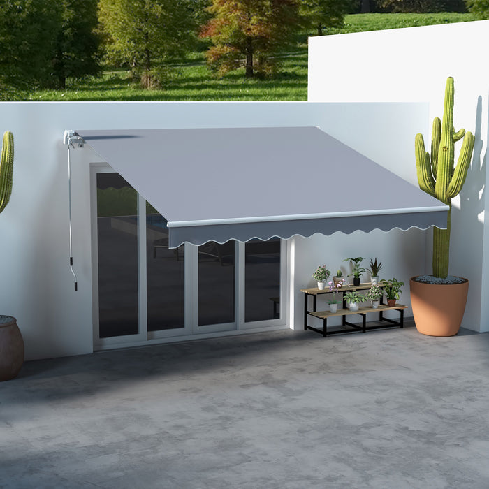 3x2.5m Manual Awning Canopy Sun Shade Shelter with Winding Handle, Grey