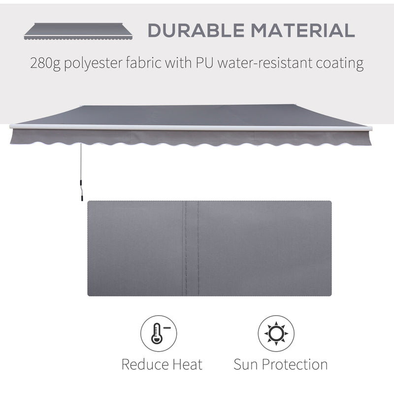 3x2.5m Manual Awning Canopy Sun Shade Shelter with Winding Handle, Grey