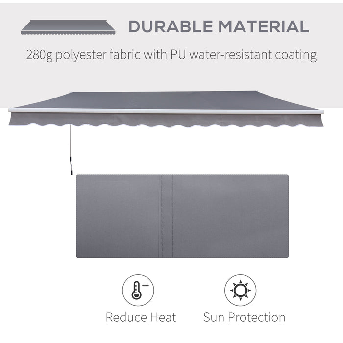 3x2.5m Manual Awning Canopy Sun Shade Shelter with Winding Handle, Grey