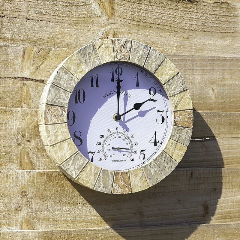25cm Stonegate Garden Wall Clock & Thermometer