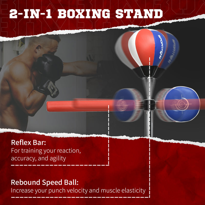 SPORTNOW Adjustable Speed Bag with Stand, Reflex Bar, Multicolour