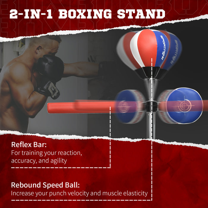 SPORTNOW Adjustable Speed Bag with Stand, Reflex Bar, Multicolour