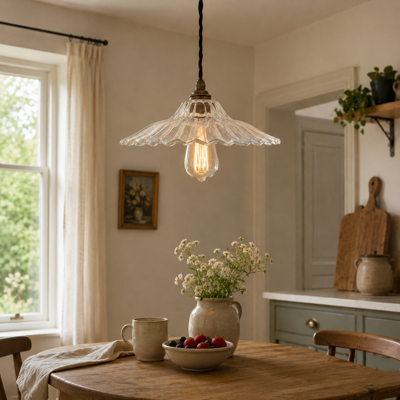 Lenwade ~ Prismatic Glass Shade Light Pendant Set