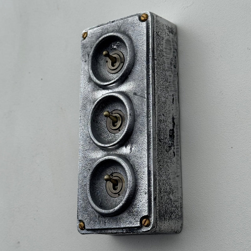 3 Gang 2 Way Solid Cast Metal Toggle Light Switch