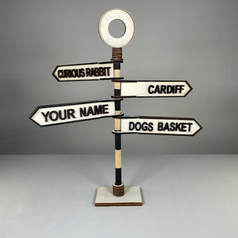 Traditional Direction Sign - Handmade Ornament by Curious Rabbit ®
