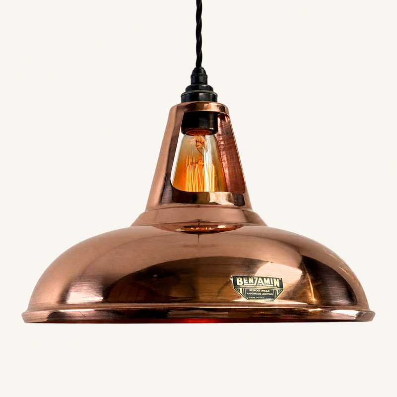 Cawston XL - Genuine Solid Copper Slotted Lampshade Pendant Set Light - 14 Inch
