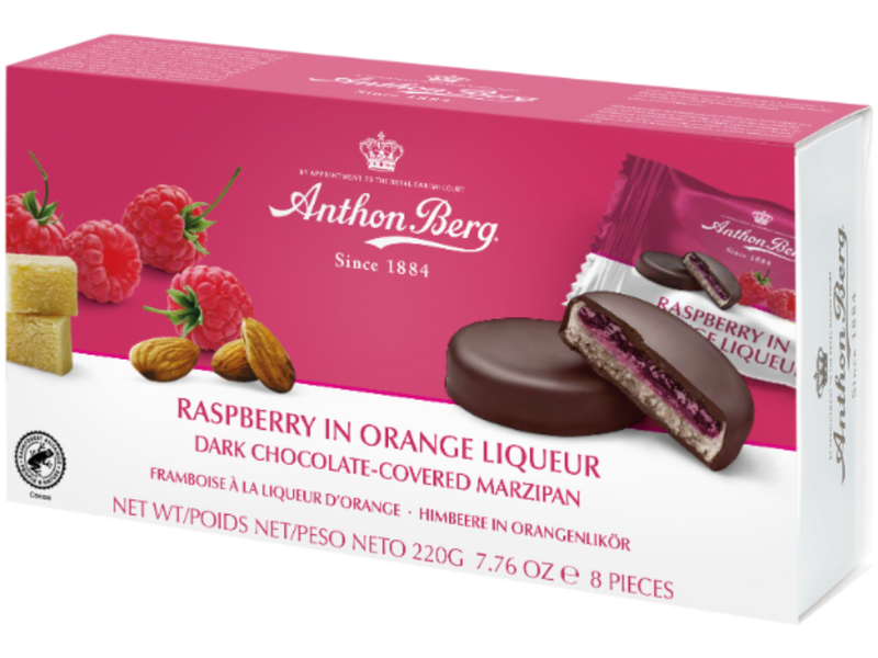 Anthon Berg | Raspberry Orange Liqueur Chocolate Marzipan | 220g