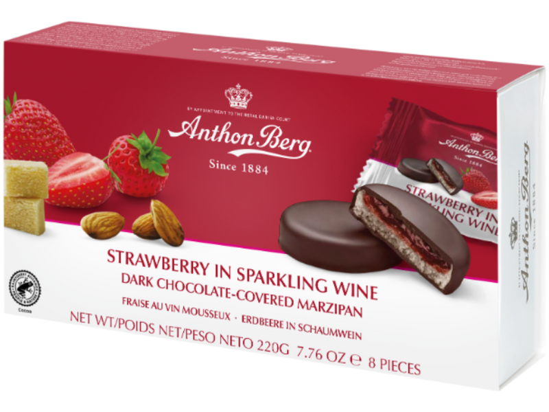 Anthon Berg | Strawberry Sparkling Wine Dark Chocolate Marzipan | 220g