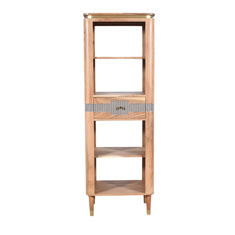 Berkley Acacia Wood 1 Drawers Open Bookcase