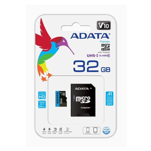ADATA Premier Class 10 UHS-I MicroSD Card with Adapter - 32GB to 512GB