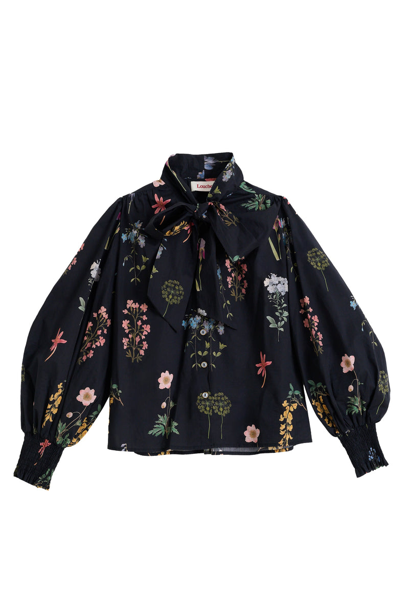 Aditi Flower Press Print Tie Neck Blouse - Multi Colour