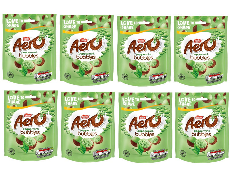 8 x Nestle Aero Bubbles Peppermint Pouch 92Gm