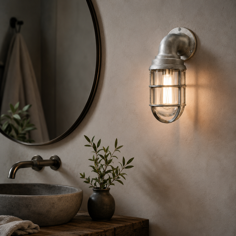 Beachamwell ~ Raw Cast Bulkhead Outdoor & Bathroom Sconce Wall Light ~ 10.5 Inch