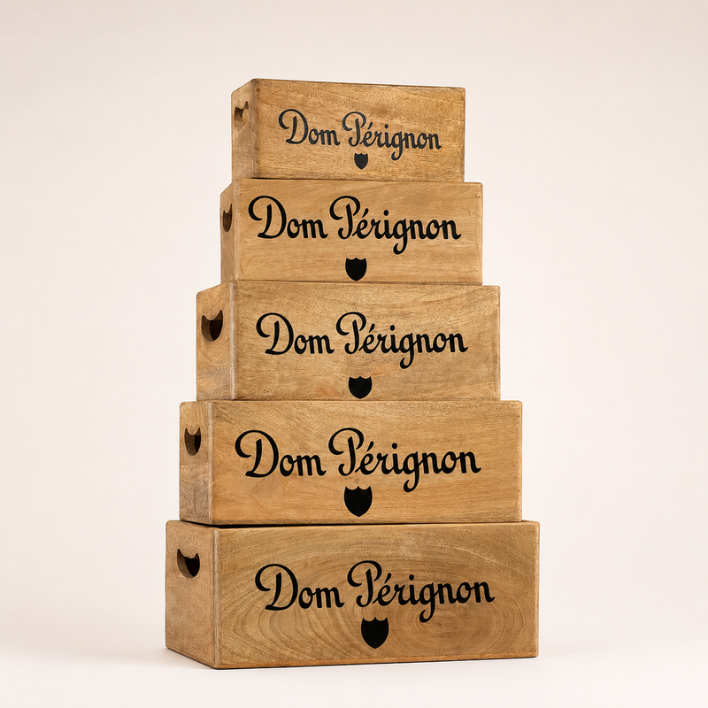 Dom Perignon Storage Wooden Champagne Crates Natural Finish