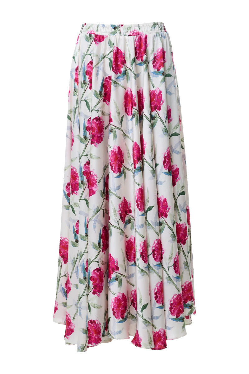 Agatha Loveflower Print Circle Midi Skirt