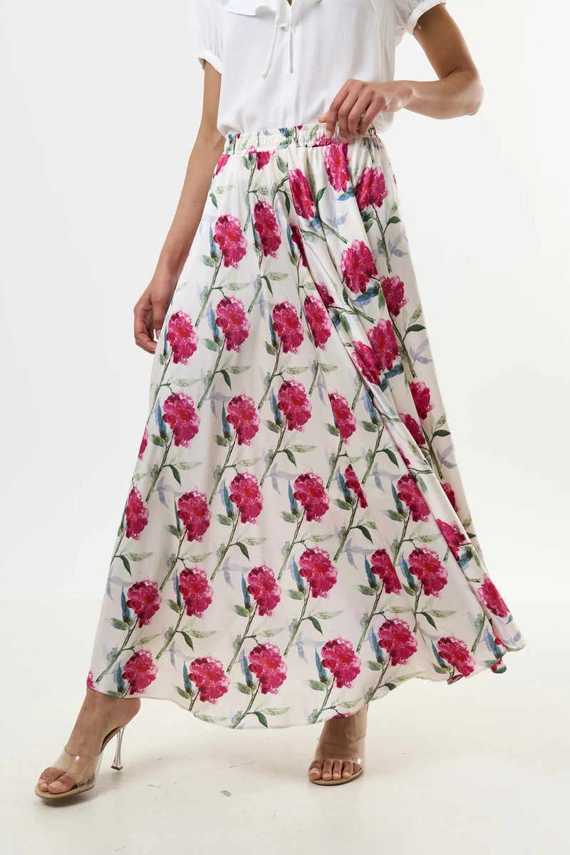 Agatha Loveflower Print Circle Midi Skirt